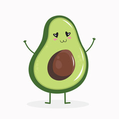 cute avocado character. Vector illustration of an avocado. Design for stickers, stickers, printed products