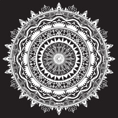 Vector floral lace round frame pattern, vintage ornamental mandala design