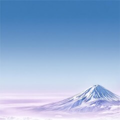 A breathtaking view of a snow-capped mountain peak against a clear blue sky, surrounded by soft clouds. This serene landscape captures the beauty and majesty of nature's wonders.