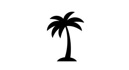 Simple black palm tree silhouette icon isolated on a white background.