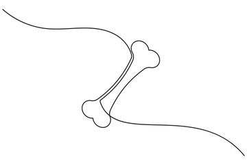 Minimalist dog bone one line drawing outline