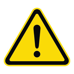 Vector art of yellow warning triangle with black exclamation mark