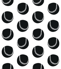 Vector seamless pattern of hand drawn sketch doodle baseball ball isolated on white background