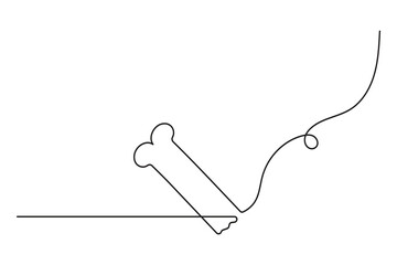 Minimalist dog bone one line drawing outline