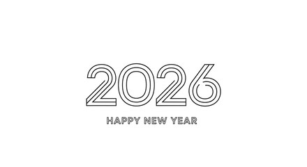 Modern minimalist happy new year 2026 text design