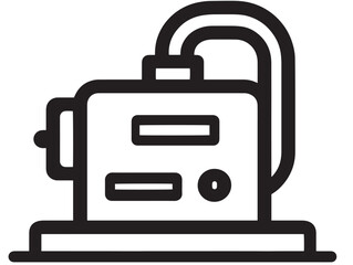 Professional Welding Machine Icon in Sleek Minimal Vector Line Illustration Style