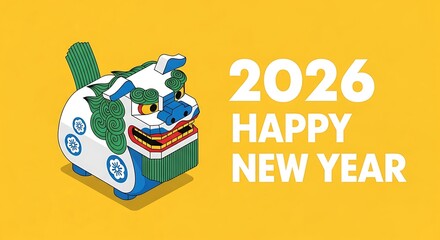 Chinese new year 2026 celebration with dragon head and festive greetings © Taslima Dolon