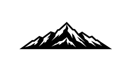 Stylized black mountain silhouette with sharp white snow peaks