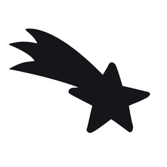 Vector hand drawn flying star silhouette isolated on white background