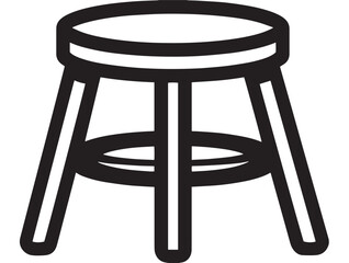 Durable Work Stool Icon in Clean Minimal Elegant Vector Line Artwork Style