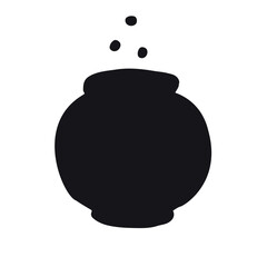 Vector hand drawn sketch doodle witch bowl silhouette isolated on white background