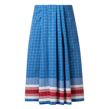 Traditional Blue and Red Checkered Lungi - A South Asian Garment isolated on a transparent background 
