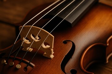 Traditional Wooden Violin with Bow &ndash; Musical Instrument Photography Collection