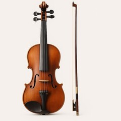 Fototapeta premium Traditional Wooden Violin with Bow – Musical Instrument Photography Collection