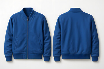 Royal Blue Jacket Mockup – Front and Back View on White Background for Apparel Branding