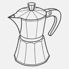 Classic moka pot illustration, coffee brewing tool