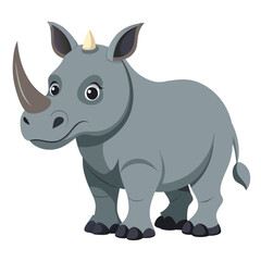 Adorable cartoon rhino illustration offering a charming animal character for children's books, safari adventures, or wildlife conservation projects with a friendly expression