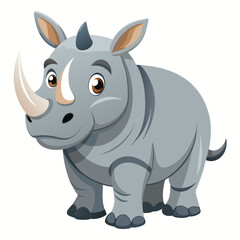 Adorable cartoon rhino with a friendly expression, great for children's books, educational materials, and wildlife conservation campaigns, showcasing a love for animals