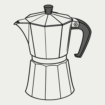 Moka pot illustration, a classic coffee maker