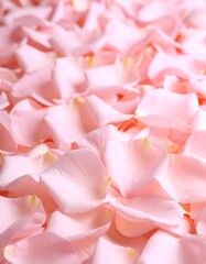 Soft pink rose petals densely packed, close-up