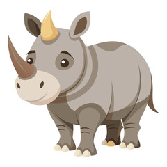 Obraz premium Adorable Cartoon Rhino Illustration Perfect for Children's Books and Educational Materials, A Charming and Playful Animal Design Ready for Your Creative Projects