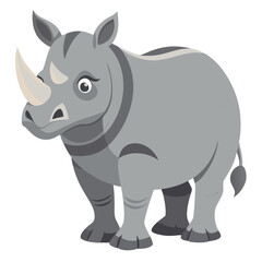 Fototapeta premium Adorable rhino character illustration for children's books and educational materials, featuring a friendly smile and charming design, ideal for wildlife conservation campaigns