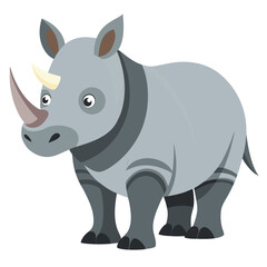 Adorable cartoon rhinoceros illustration ready for your designs, perfect for children's books, educational resources, and wildlife conservation campaigns seeking a friendly, approachable mascot