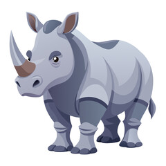 Fototapeta premium Captivating cartoon rhinoceros with detailed shading, perfect for educational materials or children's books, showcasing a vibrant and engaging wildlife illustration, ideal for digital designs