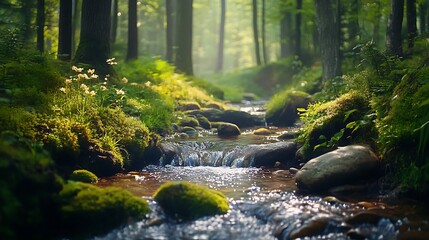 Scenic Woodland Filled With Butterflies
