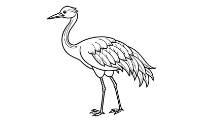 Obraz premium Crane Kids t shirt design silhouette and vector line art, High-Quality Illustration, Ideal for Relaxation and Stress Relief, Perfect for Adult Coloring Books and Printable Art Therapy.