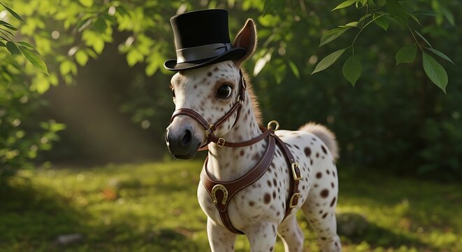 Adorable Mini Horse Wearing Top Hat.