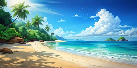 tropical beach with palm tree