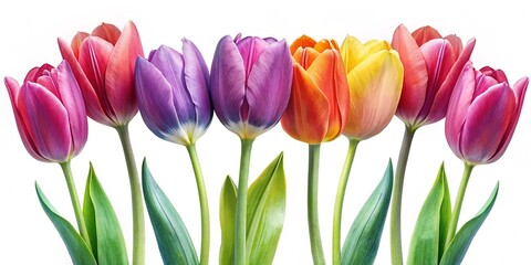 colorful tulips isolated on white