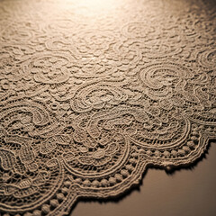 Elegant Beige Lace Fabric Texture.