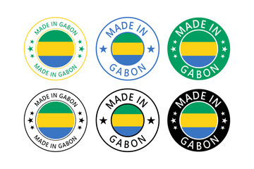 Fototapeta premium Gabon Made in Stamp in circle with flag Vector template on white background
