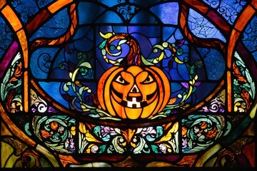 Halloween stained glass background, Stained Glass Halloween Wallpaper, Halloween Background, Abstract Halloween Digital Paper