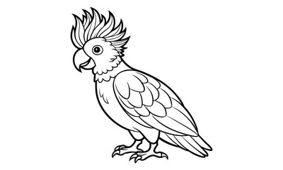 Obraz premium Cockatoo Kids t shirt design silhouette and vector line art, High-Quality Illustration, Ideal for Relaxation and Stress Relief, Perfect for Adult Coloring Books and Printable Art Therapy.