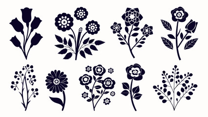 Elegant floral silhouettes add natural beauty to modern designs and artistic projects