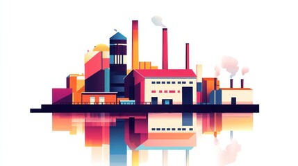 Obraz premium Colorful industrial cityscape