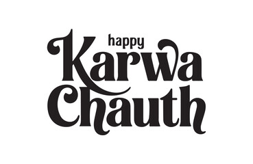 Stylish Happy Karwa Chauth lettering design for festive wishes