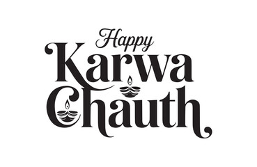 Stylish Happy Karwa Chauth lettering design for festive wishes