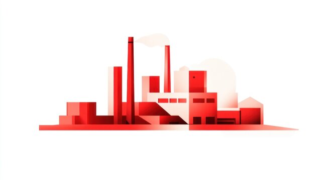 Abstract red industrial buildings - Powered by Adobe