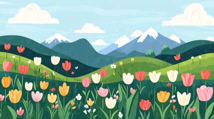 Springtime mountain meadow flowers