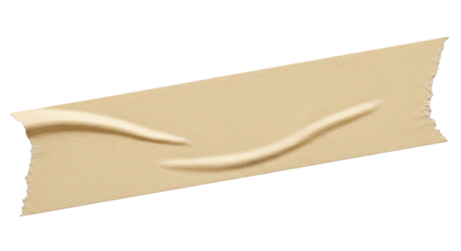 Craft Tape Texture Close up of Wrinkled Beige Masking Tape Strip Decorative Design Element on transparent background