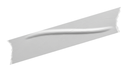 Isolated Masking Tape Strip Texture Detail Adhesive Stationery Material Ripped White Wrinkled on transparent background