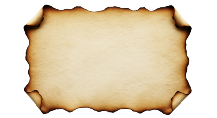 Aged Parchment Texture Illustration With Burnt Edges Antique Paper Scroll Background Aged on transparent background