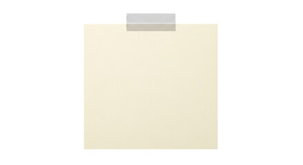 Blank Ivory Paper Note with Masking Tape Isolated Template for Message Board or Background on...