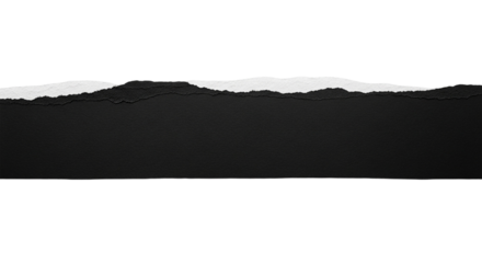 Torn Black Paper Texture Edge Design with Rough Details Dark Abstract Layered Background on transparent background