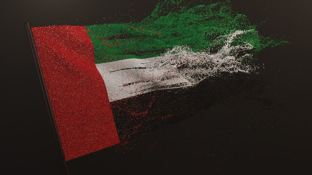 Particle flag of UAE. United Arab Emirates flag. Waving flag of UAE