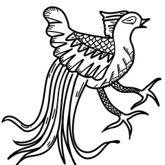 Coloring Ornamental Crested Bird Illustration